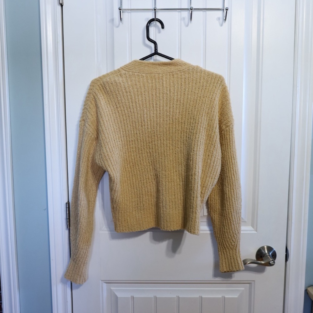 Frank and Oak Womens Beige Cropped Tortiseshell Button Cardigan Size Medium - Picture 8 of 10